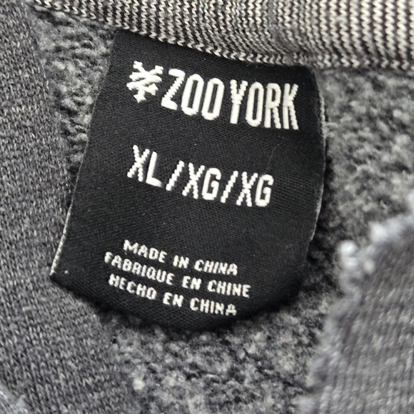 Zoo York Men's 90s Grunge Pullover Sweatshirt Faux Leather Hood Large - Picture 11 of 16